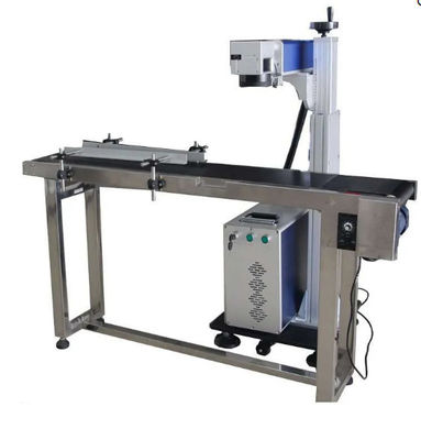 Online Flying Fiber Laser Marker Machine High Speed voor plastic flessen codes en data